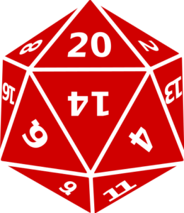 Red 20-Sided Dice Illustration from Wikimedia Commons