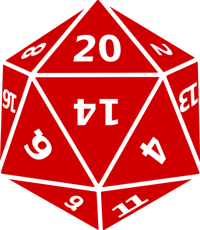 Red 20-Sided Dice Illustration from Wikimedia Commons